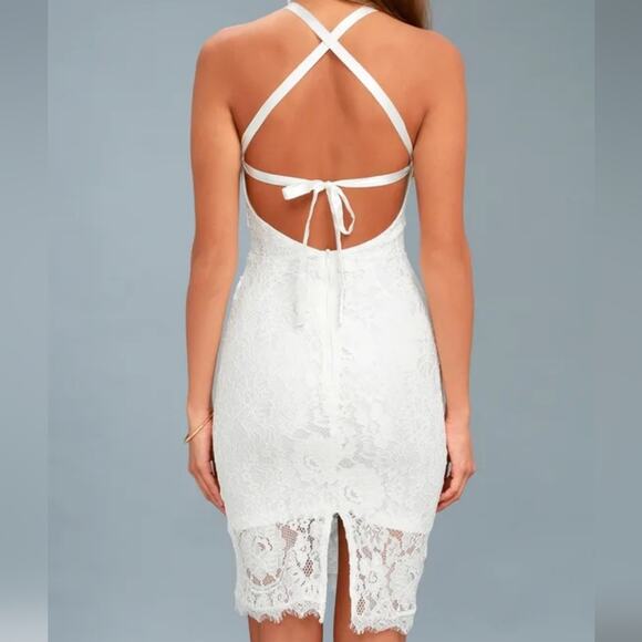 💍Lulus Wishful Wanderings White Lace Bodycon Midi Dress - Size XL🤍 - Picture 3 of 15